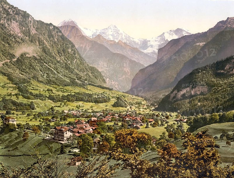 Wilderswil, Bernese Oberland, Switzerland, Historic, digitally restored reproduction from a 19th century original, Record date not stated, Bernese Oberland, Switzerland, Historic, digitally restored reproduction from a 19th century original, Record date not stated, Europe