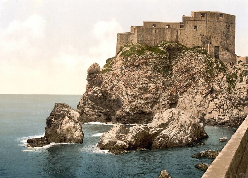 Ragusa, now Dubrovnik, San Lorenzo Fort, Dalmatia, Croatia, Austro-Hungary, digitally restored reproduction from a 19th century original, record date not stated, now Dubrovnik, San Lorenzo Fort, Dalmatia, Croatia, Austro-Hungary, digitally restored reproduction from a 19th century original, record date not stated, Europe