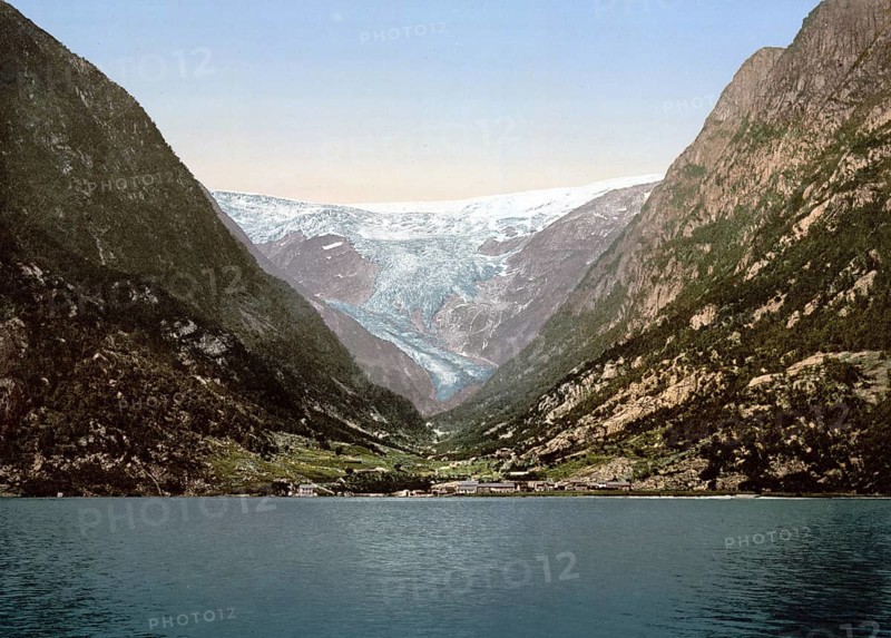 Buerbrae, Buarbreen, Glacier, Odde, Odda, Hardangerfjord, Norway, View from 1885, Historical, digitally restored reproduction from a 19th century original, Record date not stated, Europe