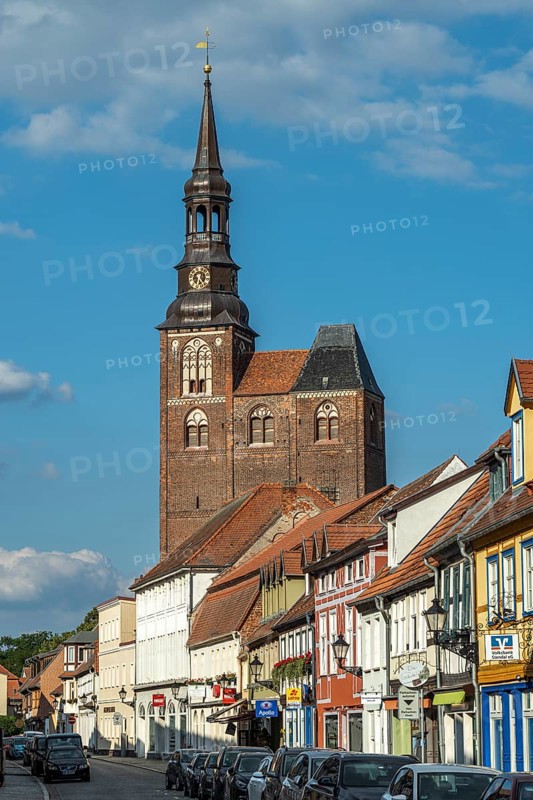 Lange Straße and St Stephan's Church in Tangermünde, Saxony-Anhalt, Germany, Europe