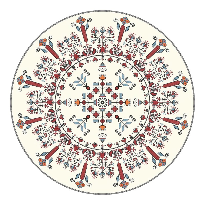 Traditional Bulgarian embroidery design element over white background