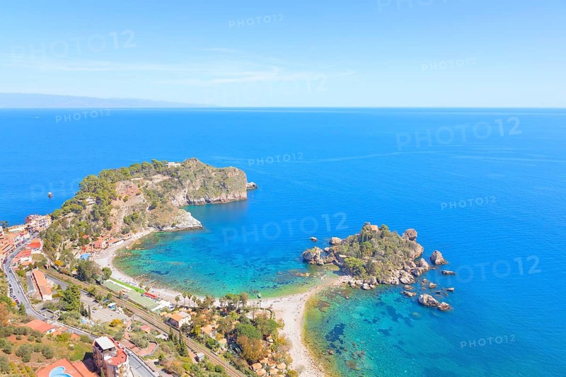 Isola Bella, high angle view, Taormina, Sicily, Italy, Europe
