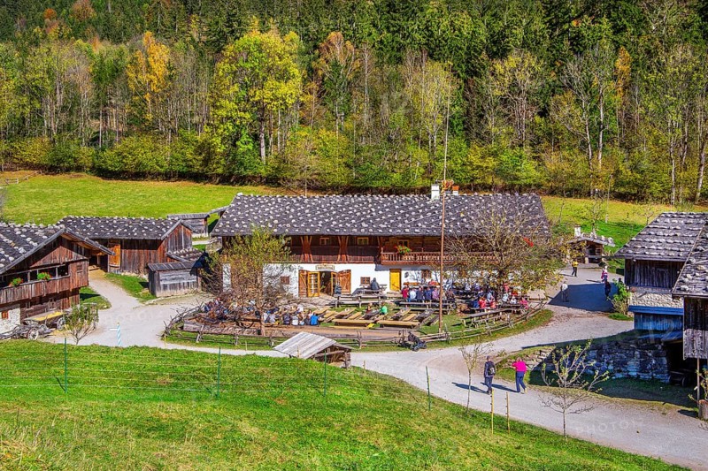Markus Wasmeier Farm Museum in autumn, Schliersee, Mangfall mountains, Upper Bavaria, Bavaria, Germany, Europe