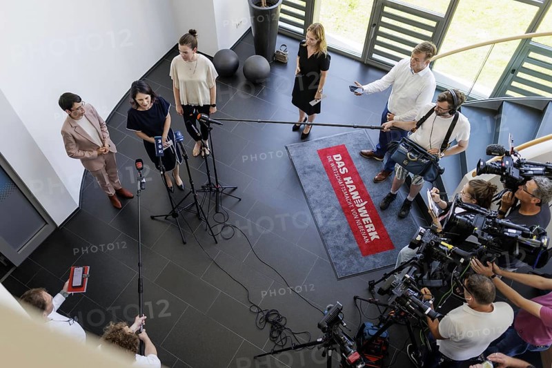 Annalena Bärbock (Alliance 90/The Greens), Federal Foreign Minister, during a press statement as part of a visit to the training centre for skilled trades of the Ruhr District Crafts Association during the Foreign Minister's trip to Germany in Bochum, 29.07.2024