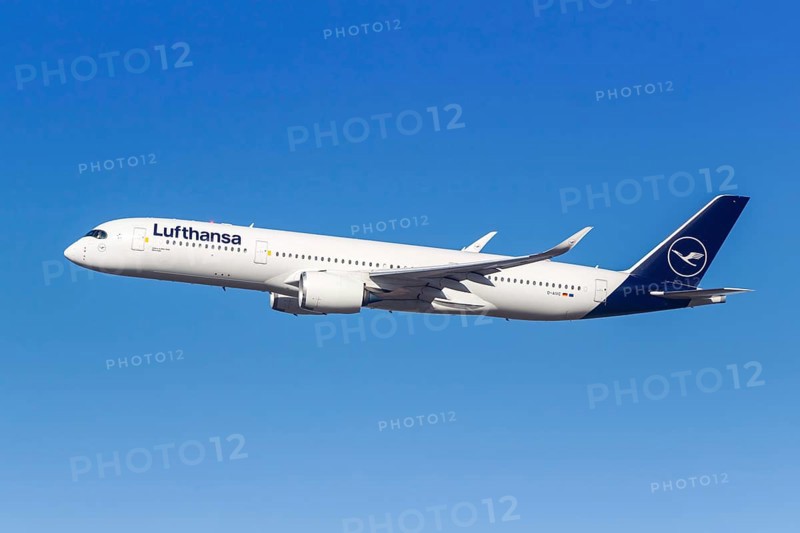 A Lufthansa Airbus A350-900 aircraft with the registration D-AIVC at the airport in Munich, Germany, Europe