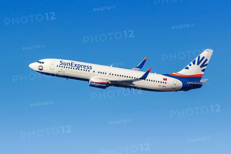 A Boeing 737-800 aircraft of SunExpress with the registration TC-SPN at the airport in Munich, Germany, Europe