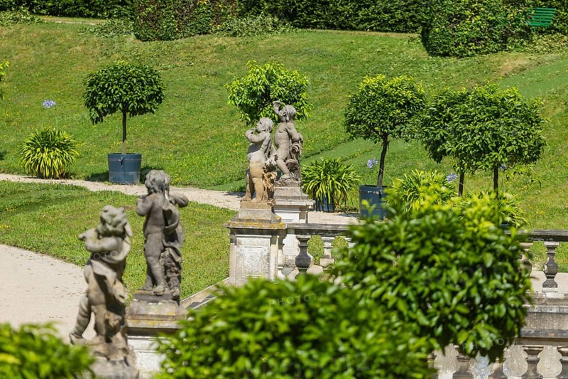The Grosssedlitz Baroque Garden with the Friedrich Palace is located on a hill on the left bank of the Elbe to the south-east of Dresden in Grosssedlitz, which belongs to the town of Heidenau in the Free State of Saxony, Grosssedlitz Baroque Garden, Heidenau, Saxony, Germany, Europe
