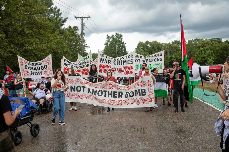 Dearborn, Michigan USA, 17 August 2024, In advance of the Democratic National Convention, activists rallied to demand that 'Not Another Bomb' should be sent for Israel's war in Gaza