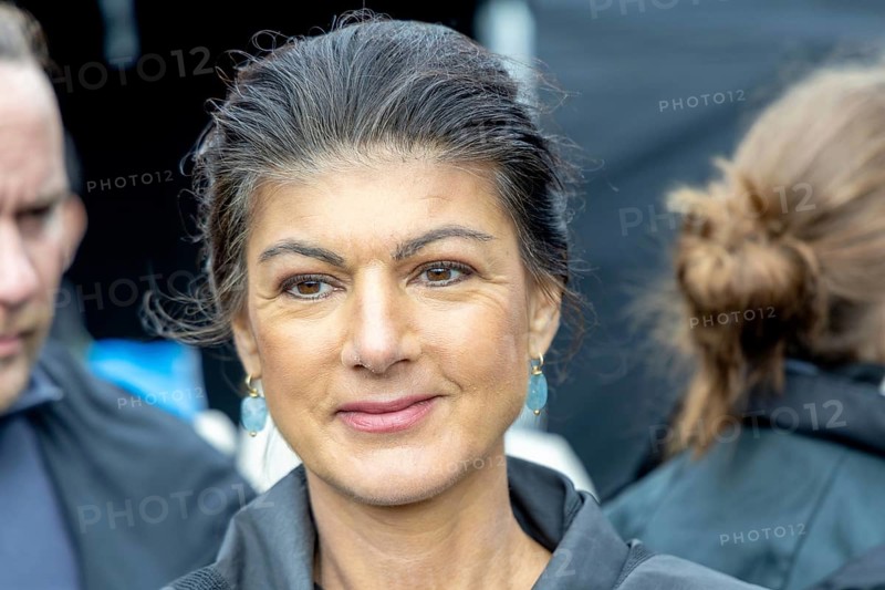 Sahra Wagenknecht, founder of the BSW (Alliance Sahra Wagenknecht, Reason and Justice) at the Die Waffen nieder demonstration on the Großer Stern in Berlin. The event is directed against all wars and calls for an immediate stop to all arms deliveries. Berlin, 03.10.2024