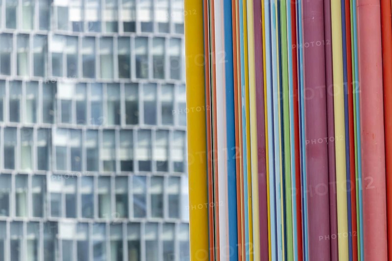 Le Moretti tubes, ventilation tower, designed by the artist Raymond Moretti, La Défence, largest office block in Europe, Paris, Île-de-France, France, Europe