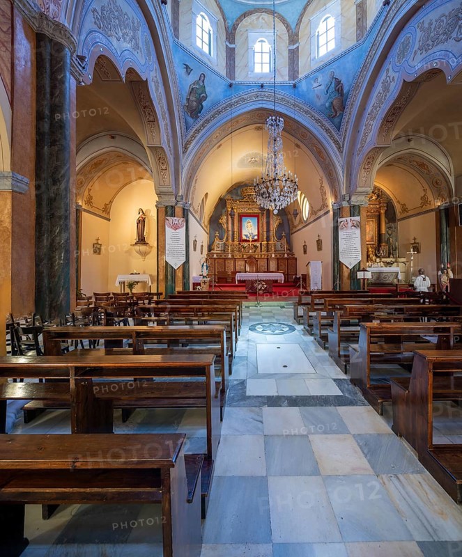 Santorini, Fira, catholic church John the Baptist, St.John the Baptist, interior view, Cyclades, Greece, Europe
