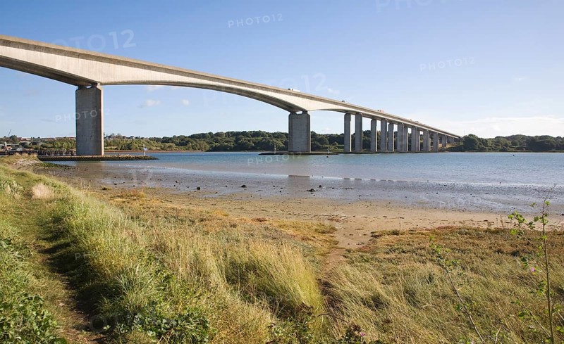 Orwell Bridge carrying the A14 trunk road over the River Orwell, Wherstead, near Ipswich, Suffolk, England, United Kingdom, Europe
