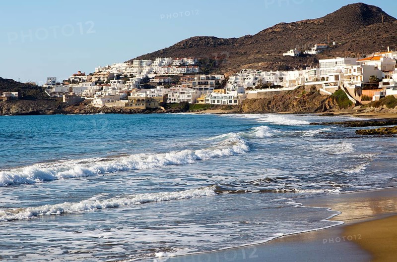 Beach and waves at San José, Cabo de Gata natural park, Almeria, Spain, Europe