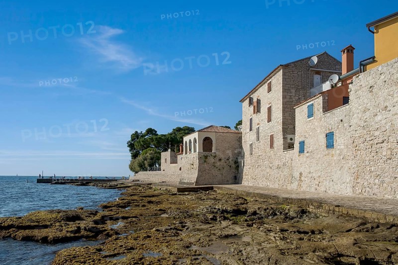 Southern city wall, Novigrad, Istria, Croatia, Europe