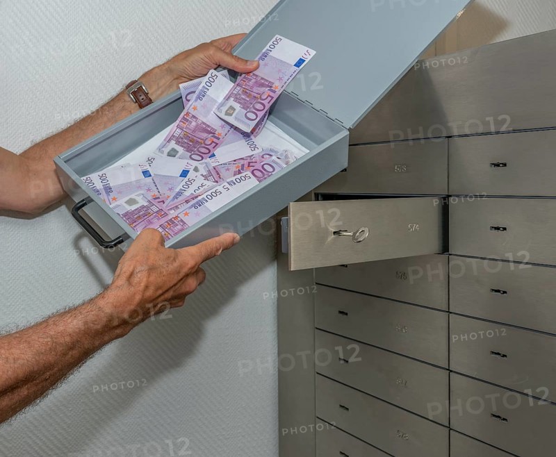 Money in a bank safe deposit box