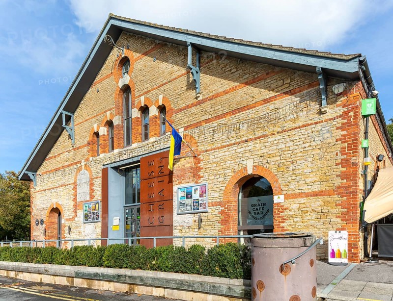 Cheese and Grain cafe and venue, Frome, Somerset, England, UK in converted industrial building