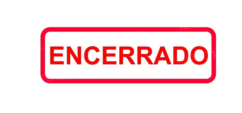 Rotes Schild in portugiesischer Sprache mit der Angabe (temporariamente) encerrado