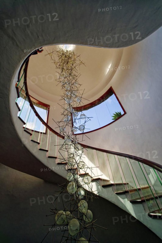Staircase, interior view, cactus garden, Jardin de Cactus, designed by the artist César Manrique, Lanzarote, Canary Islands, Canary Islands, Spain, Europe