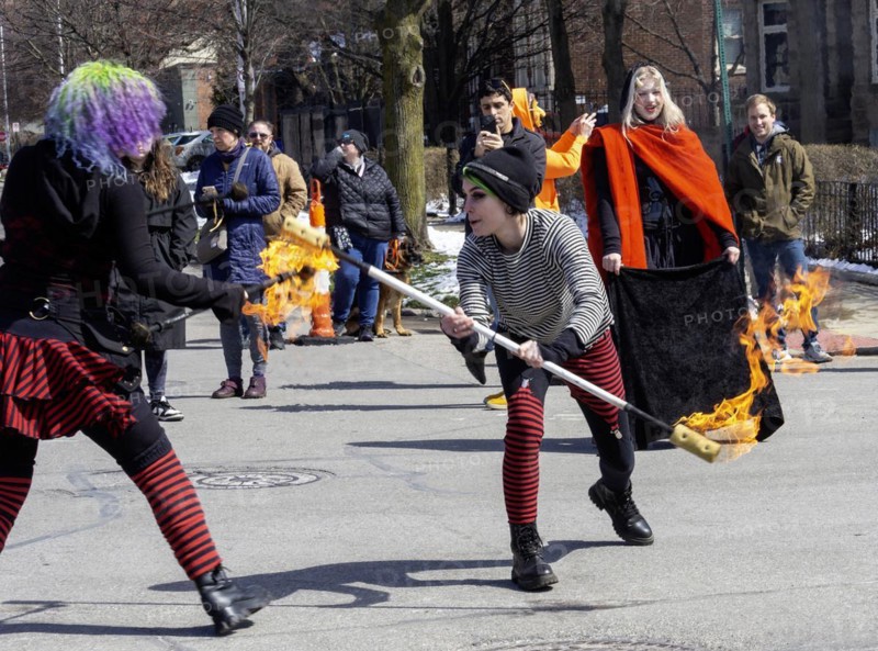 Detroit, Michigan, The Marche du Nain Rouge celebrates the coming of spring and banishes the Nain Rouge (Red Dwarf) from the city. Legend dating from the founding of Detroit in 1701 says that Le Nain Rouge is an evil spirit responsible for many of the ills haunting the city. The annual event to drive Le Nain from Detroit now has the feel of Mardi Gras, with a parade, street theater, costumes, and food and drink