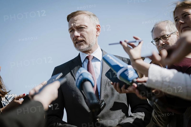 Christian Lindner (FDP), Federal Minister of Finance, photographed during a press statement in front of departure from New York to Washington DC, in New York City, 23 October 2024. Photographed on behalf of the Federal Ministry of Finance