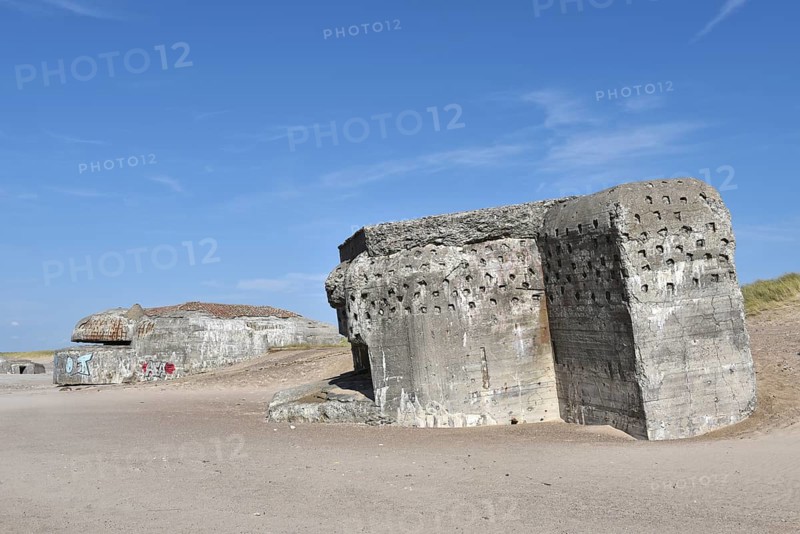 Bunker, Botonbunker of the Atlantic Wall in Denmark on the beach of Jutland