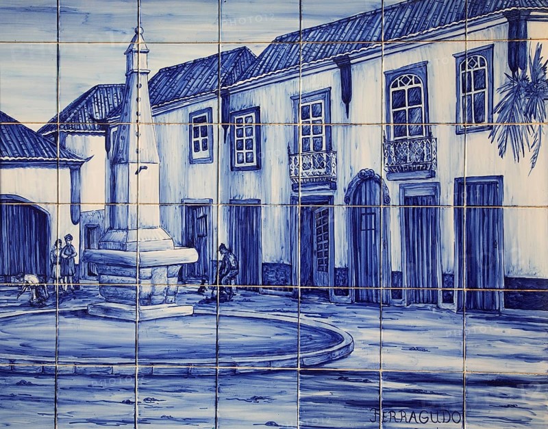 Historic azulejos painting in Ferragudo, Algarve, Portugal, Europe