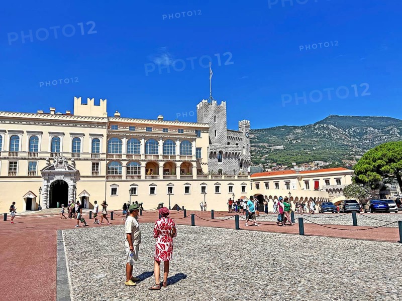 Tourists, princely palace, castle, Monaco, Europe