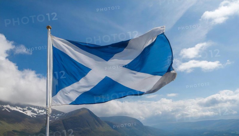 The flag of Scotland flutters in the wind