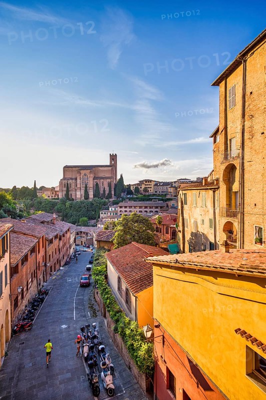 Old town in front of Basilica di San Domenico, Siena, Tuscany, Italy, Europe
