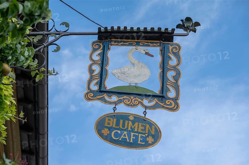Nose sign of a café, Iphofen, Lower Franconia, Bavaria, Germany, Europe