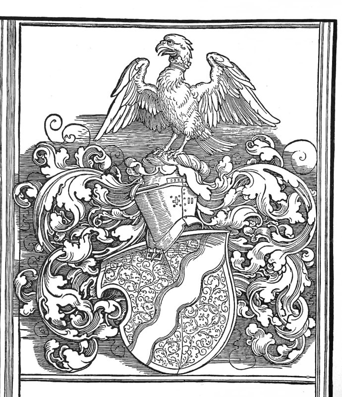 The coat of arms of the city council of Nuremberg around 1509, Bavaria, Germany, Historical, digitally restored reproduction from a 19th century original, around 1890, Record date not stated, Europe