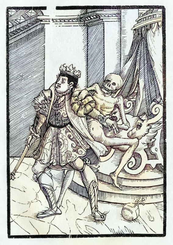 Der Tod kommt für den König aus Der Todten Tanz, erschienen in Basel 1843, Death comes for the King From Der Todten Tanz or The Dance of Death published Basel 1843, Historic, digitally restored reproduction from a 19th century original, Record date not stated