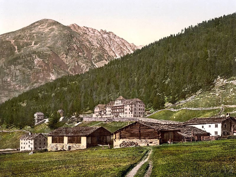 Hotel Sulden in Sulden, formerly Austria-Hungary, today South Tyrol, Italy, Historical, digitally restored reproduction from a 19th century original, Record date not stated, Europe