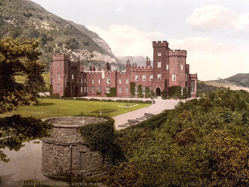 The Garrow Tower Hotel, County Antrim, Ireland, Historic, digitally restored reproduction from a 19th century original, Record date not stated, Europe