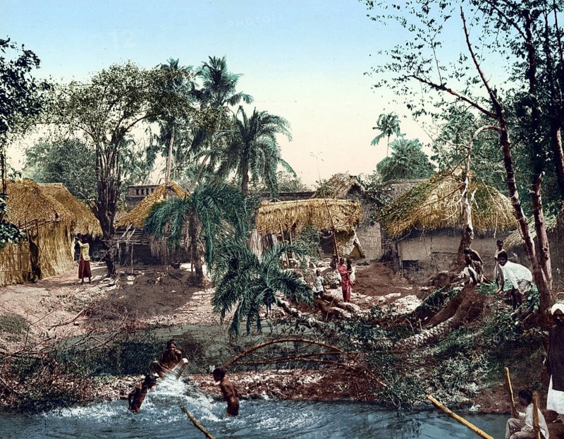 Bengal village in Kolkata, Calcutta, India, Historic, digitally restored reproduction from a 19th century original, Record date not stated, Bengal village of Kolkata, Calcutta, India, Historic, digitally restored reproduction from a 19th century original, Record date not stated, Asia
