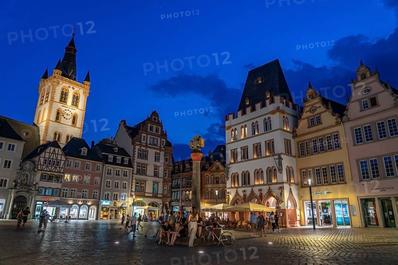 Houses, skyline on the main market square in the city centre of Trier, Rhineland-Palatinate, Germany, Europe