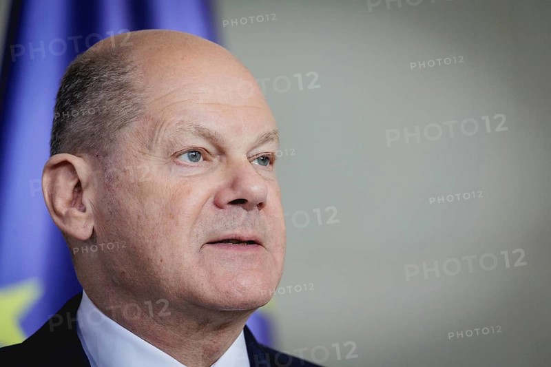 Olaf Scholz, Federal Chancellor, speaks at a press conference during the visit of Denis Becirovic, Chairman of the State Presidency of Bosnia and Herzegovina, at the Chancellery in Berlin, 7 May 2024
