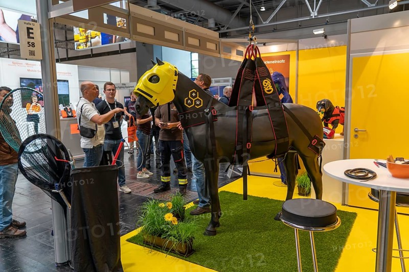 Rescue equipment for large animals, such as this horse, Interschutz 2022 trade fair in Hanover, the world's largest trade fair for fire, rescue and disaster control technology, equipment, over 1300 exhibitors from 50 countries, disaster control