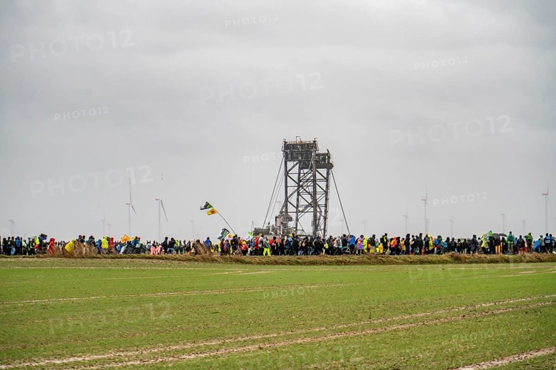 Demonstration against the demolition of the lignite village of Lützerath, from the village of Keyenberg the demonstrators marched to the edge of the Garzweiler open-cast mine and on to the rest of the village of Lützerah, Erkelenz, North Rhine-Westphalia, Germany, Europe