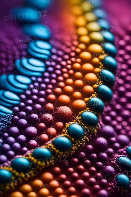 Nano material inspired by gecko feet with intricate patterns and vibrant colors representing adhesive properties, AI generated