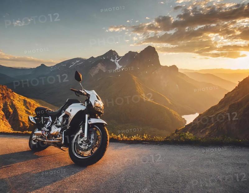 Cross-country bike trip across beautiful scenic USA landscapes. Adventure and wilderness, AI generated