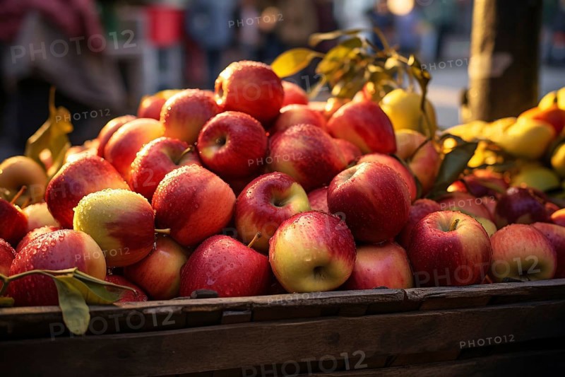 Apples at farmer's market. AI generated
