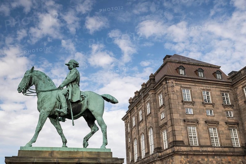 Equestrian statue of Christian IX by Anne Marie Carl-Nielsen, Christiansborg Palace, seat of the Danish Parliament, Copenhagen, Denmark, Europe