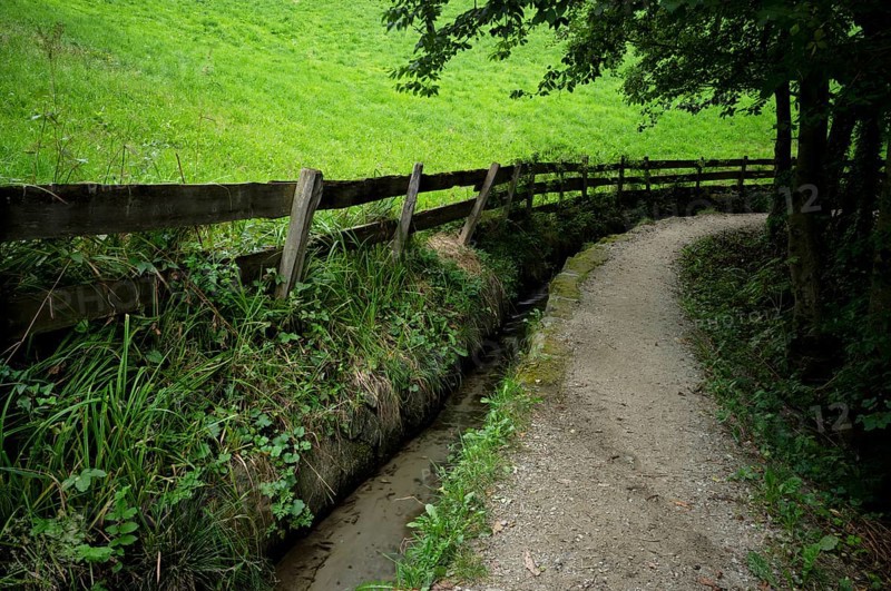 Hiking trail, Schenner Waalweg, Neuwaal, stream, long exposure, Schenna, Scena, South Tyrol, Autonomous Province of Bolzano, Italy, Europe