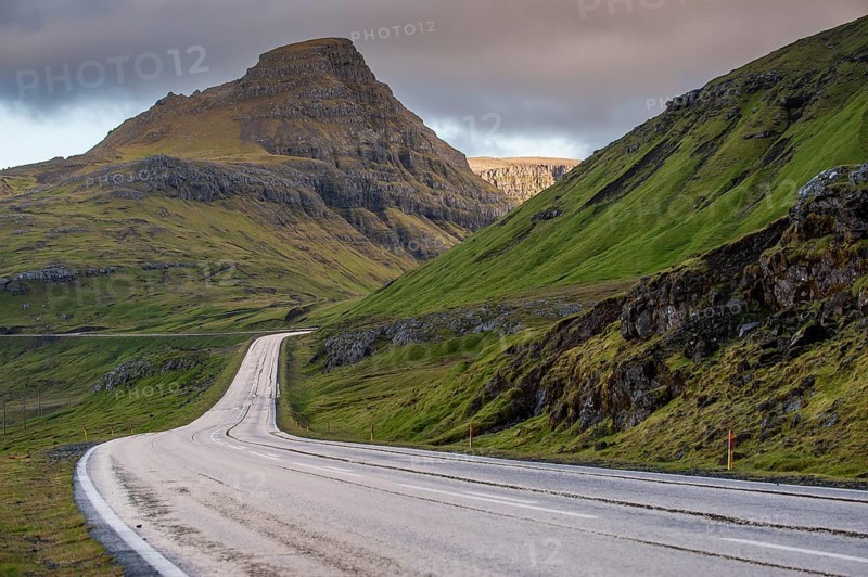 Wet road to Gjógv, Eysturoy, Faroe Islands, Denmark, Europe