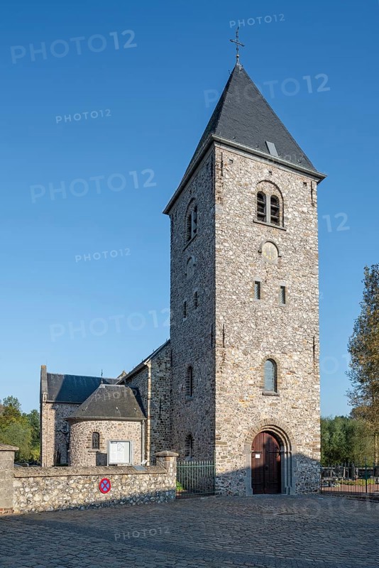 11th century Roman Sint-Pietersbandenkerk, St. Peter in Chains Church in the village Wintershoven near Kortessem in the province of Limburg, Belgium, Europe