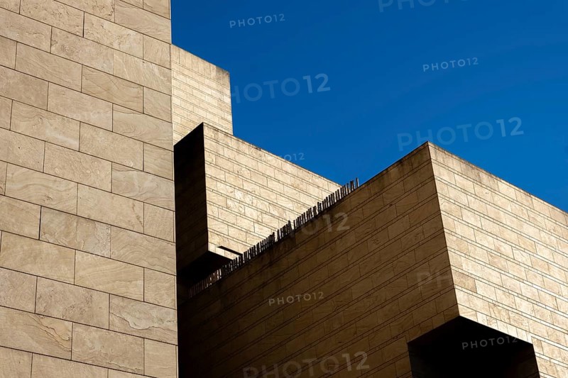 Modern Design Building Against Blue Clear Sky in Campione d'Italia, Lombardy, Italy, Europe