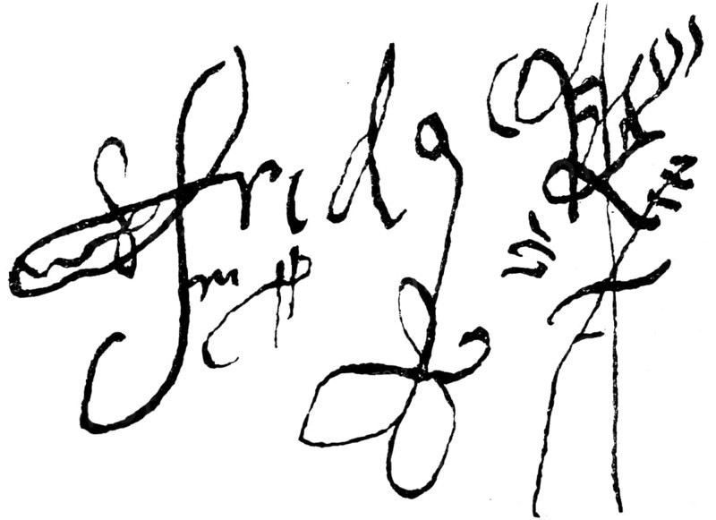 Facsimile, signature of Luther's supporter Frederick, brother of Elector John of Saxony, historical illustration 1883