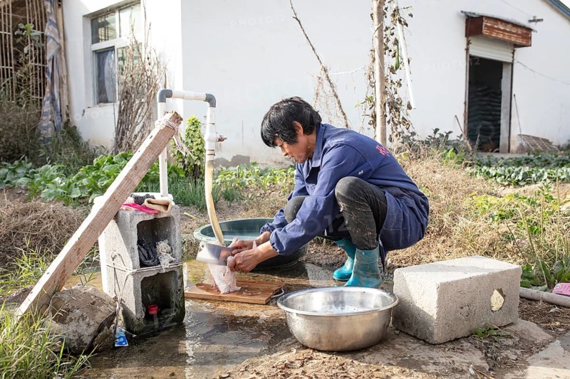Lu Jua Ling prepares a duck for her colleagues to eat, Duck Breeding Centre Jiang Su Xiang Gui Breeding Co. Ltd, Xiang Shui County, China, Asia