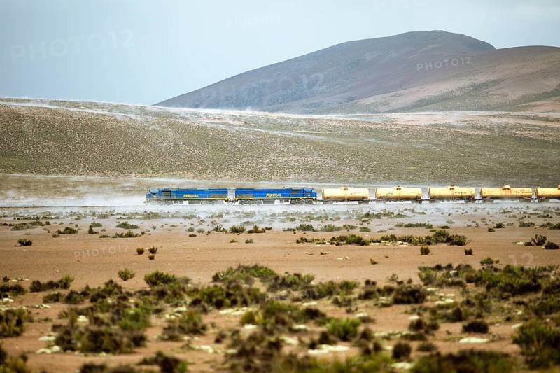 Goods train Perurail, Altiplano, Arequipa province, Peru, South America